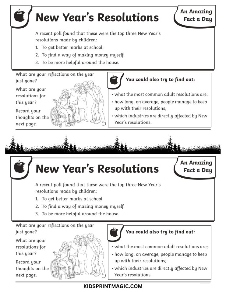 Free Printable New Year Resolutions Worksheet – Kids Print Magic